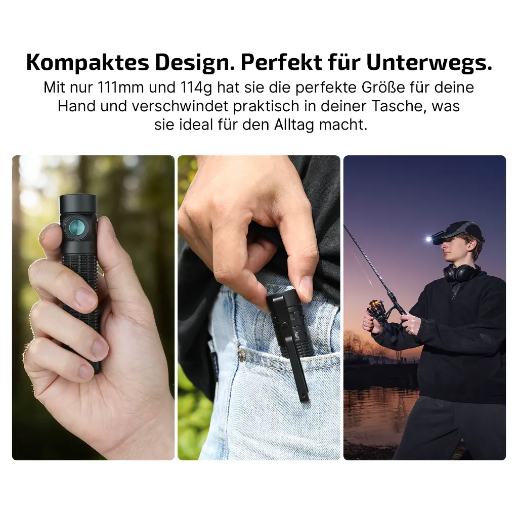 Taschenlampe, LED, Kompakt, Gurtclip, Halterung