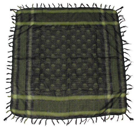 Halstuch, "Shemagh", oliv-schwarz, mit Totenkopf