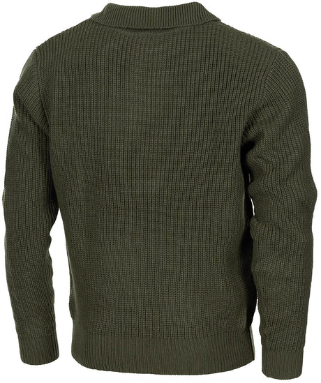 Pullover, "Troyer", oliv, mit Reissverschluss