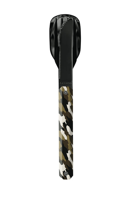 Besteckset 12H34, Hochglanz Schwarz, Camo Grün
