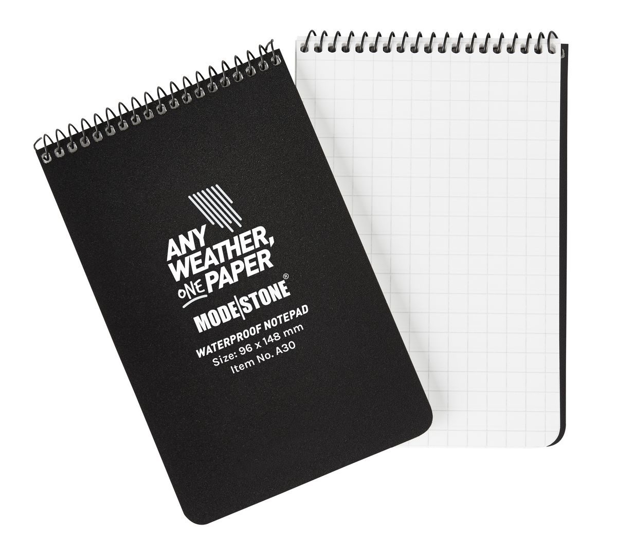 Modestone - Wasserfester Notizblock 96x148mm, 50 Blatt (schwarz)