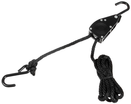 Spannseil, 6 mm, 2 Meter, mit Ratschensicherung, schwarz
