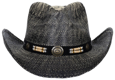 Strohhut, "Texas", mit Hutband, schwarz-braun