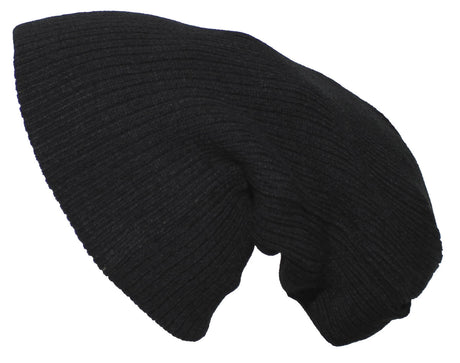 Strickmütze, "Beanie", Rip, schwarz, extra lang