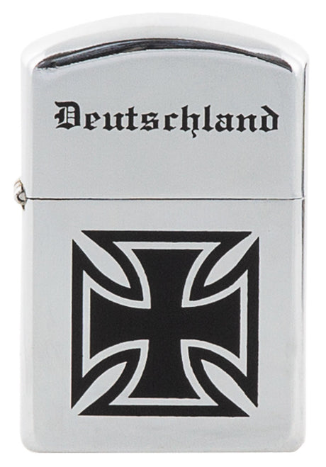 Benzin-Sturmfeuerzeug, chrom poliert, "Deutschland", unbef.