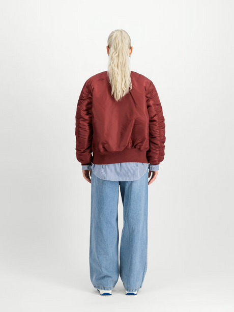 Bomberjacke, Bordowy, Puffer, Langarm, Schichtenlook