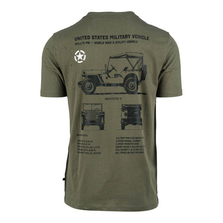 T-Shirt, Militär, Oliv, Vintage, Jeep