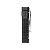 taktische Taschenlampe, schwarz, gerippter Griff, Clippe, fokus verstellbar