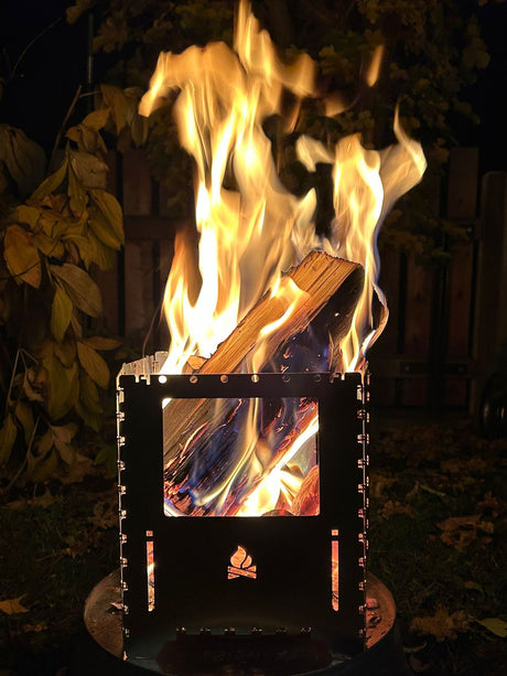 campfire, Feuerstelle, Holzstapel, Außenheizung, Metallofen