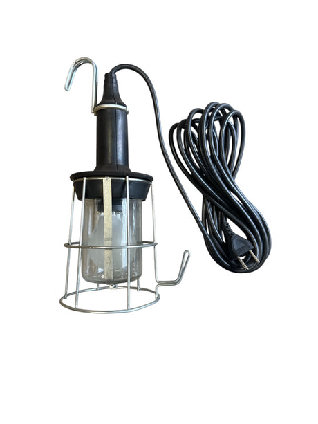 Arbeitslampe, Bauuchte, Glühlampenschutz, Metallgitter, Kabelrolle