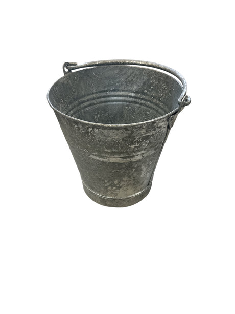 Eimer, Guss-/Zinkmetall, Metallic, Tragegriff, Küchenzubehör, Eimer, Metalleimer, Zink, Grau, Vintage