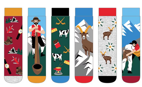 Socken, Sockenmotiv, Alpine Motive, Berge, Tiermotiv
