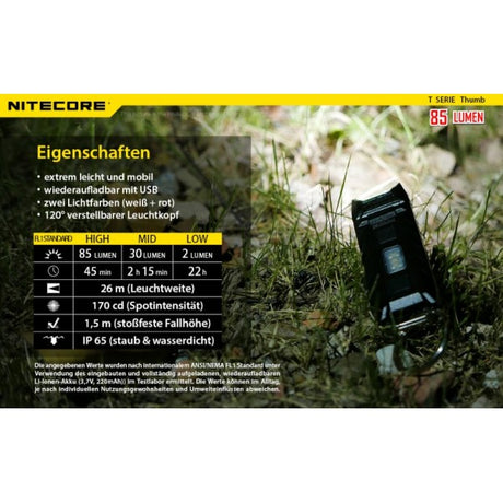 Taschenlampe, LED, Nitecore, T-Serie, 85 Lumen