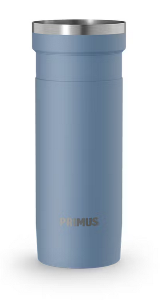 Thermos, Trinkbecher, Stahlrand, blau, isoliert