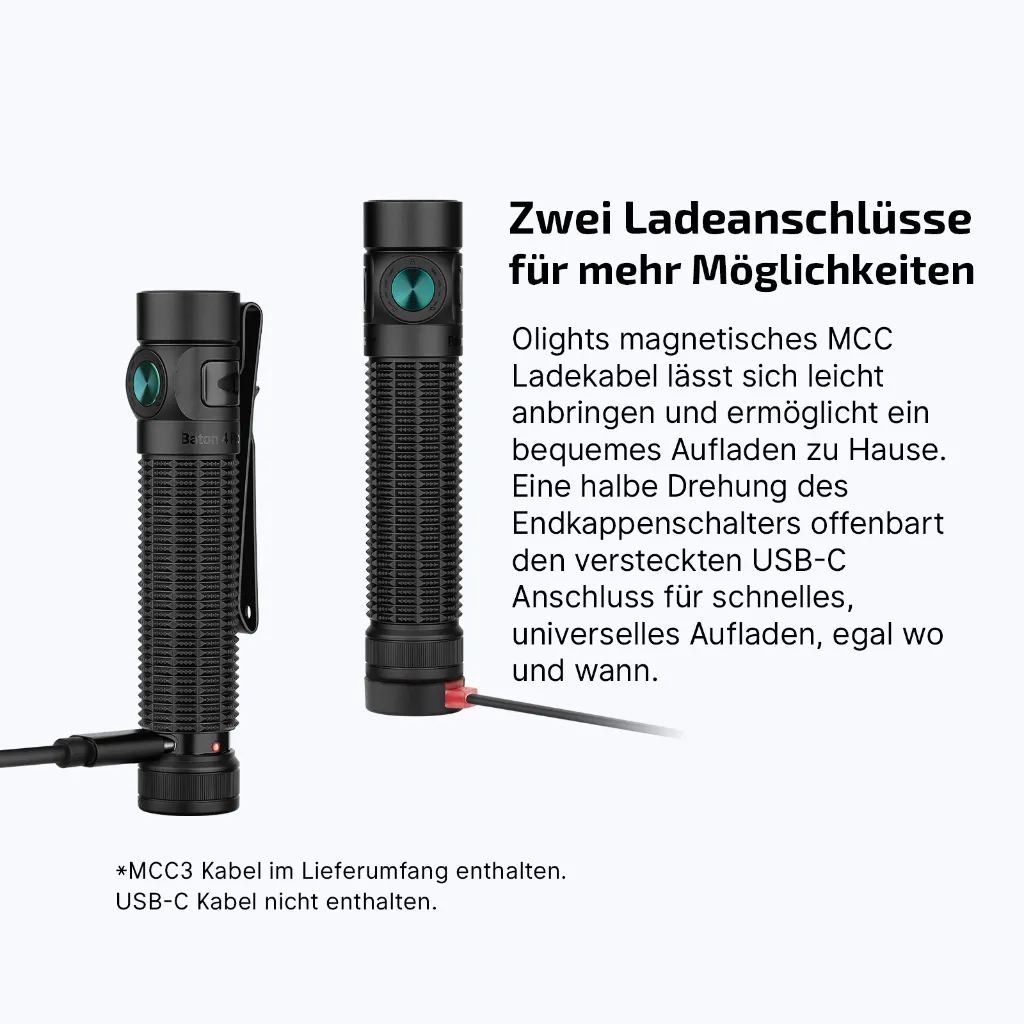 Taktische Taschenlampe, MCC-Ladekabel, USB-C, aufladbar, Handlampe