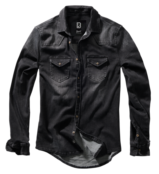 Brandit - Riley Denim Shirt Long Sleeve black