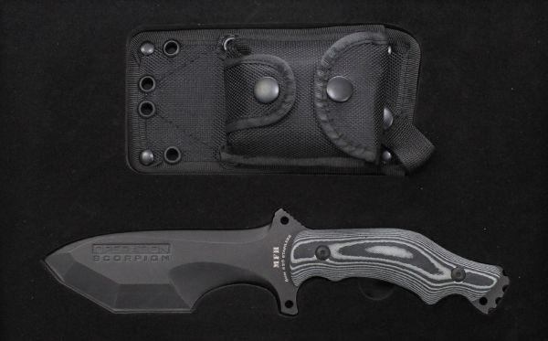 Messer, &quot;Operation Scorpion&quot;, schwarz,Micarta-Griff, Scheide