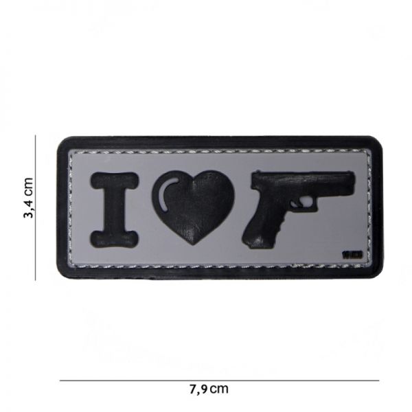 Klettabzeichen I Love My Gun - grau