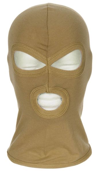 Balaclava, 3-Loch, dünn, coyote tan, 100 % Baumwolle