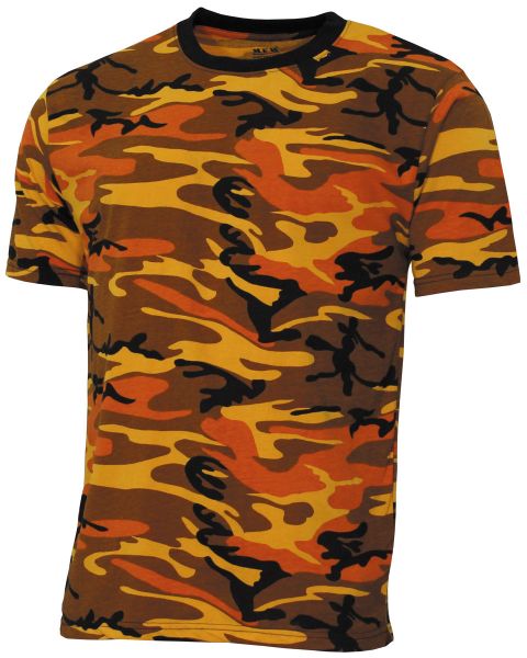 US T-Shirt, &quot;Streetstyle&quot;, orange-camo, 140-145 g/m²