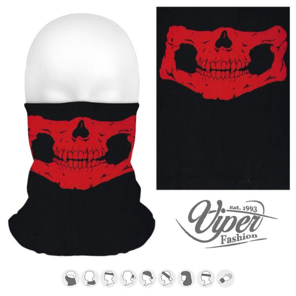 Mehrzweckschal 9 in 1, rot &quot;Totenkopf Skull&quot;