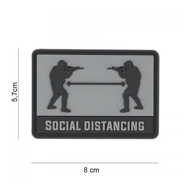 Klettabzeichen Social Distancing - grau