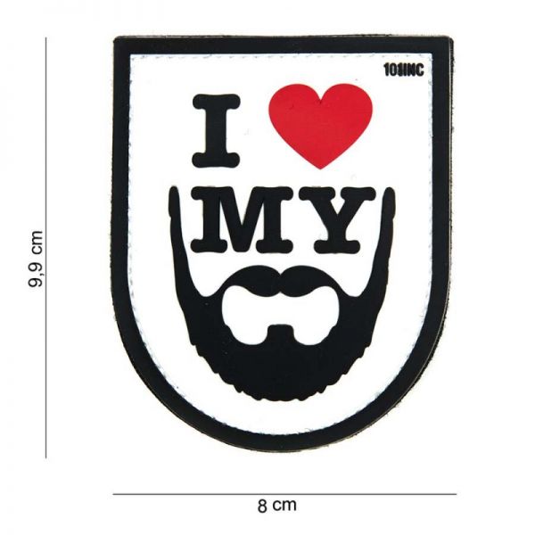 Klettabzeichen I Love My Beard - weiss