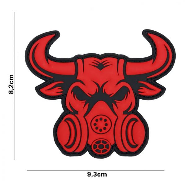 Klettabzeichen Gasmask Bull - rot