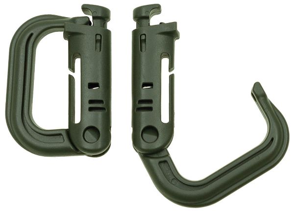 Karabiner, Plastik, &quot;MOLLE&quot;, oliv, 2er Pack