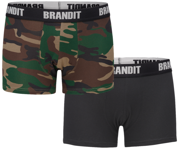 Brandit - Boxer Shorts Logo 2 Pack woodland-black