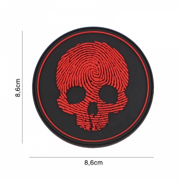 Klettabzeichen fingerprint skull - rot