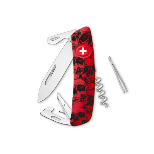 Militärshop Taschenmesser Limited Edition &quot;Skull&quot; - rot