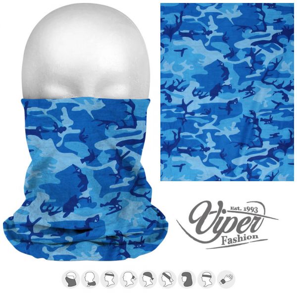 Mehrzweckschal 9 in 1, blau &quot;Camouflage&quot;