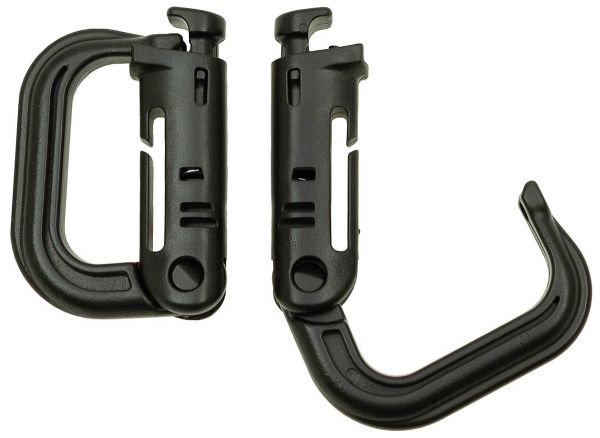 Karabiner, Plastik, &quot;MOLLE&quot;, schwarz, 2er Pack