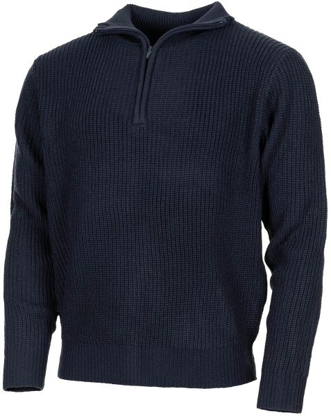 Pullover, &quot;Troyer&quot;, blau, mit Reissverschluss